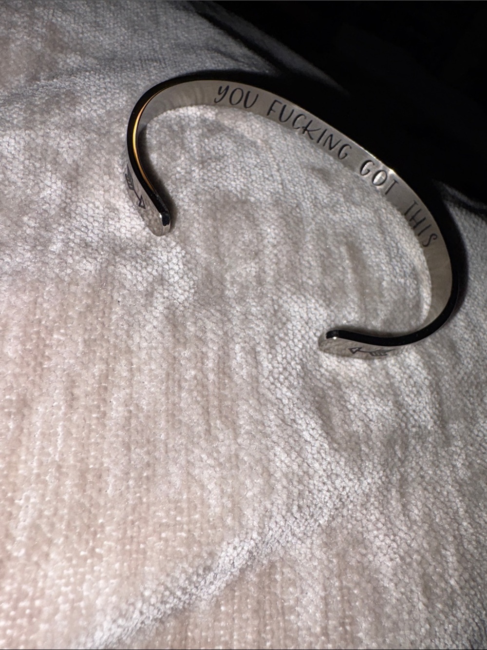 Inspirational Engraved Stainless Steel Cuff Bracelet - Black
